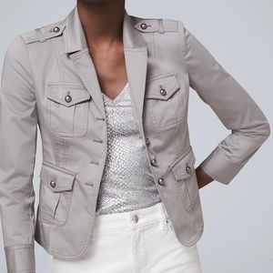 White House Black Market Grey Military Jacket Blazer Size - 0